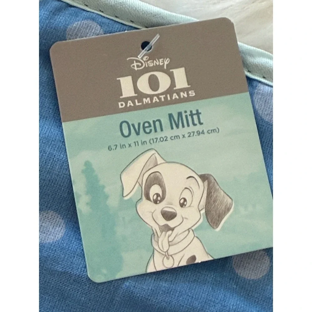 Disney 101 Dalmatians 3pc Kitchen Set Towel Oven Mitt Pot Holder Blue Polka Dot
